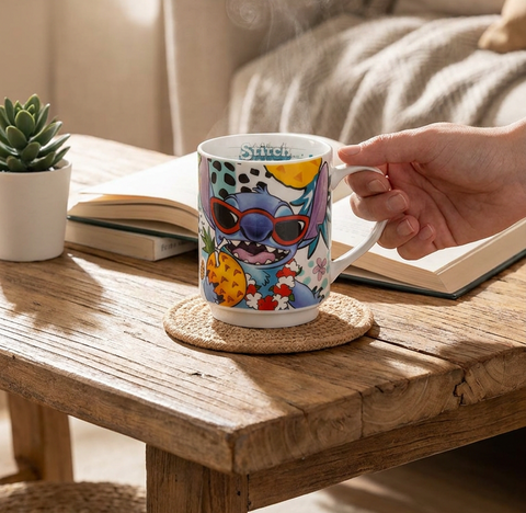 Egan Disney Stitch Stackable Porcelain Mug, 350ml, White