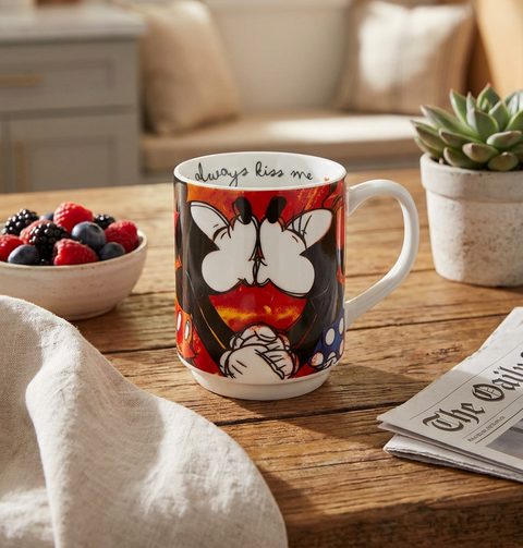 Egan Love Sweet Love Mickey & Minnie Porcelain Mug, 18cmx11 cm, Red