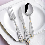 Karaca Mantilla 84-Piece Stainless Steel Cutlery Set for 12 People, Gold