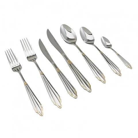 Karaca Mantilla 84-Piece Stainless Steel Cutlery Set for 12 People, Gold