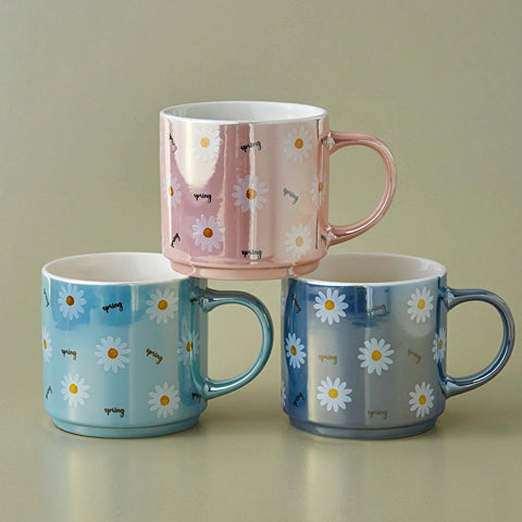 Karaca Daisy Lustre Porcelain Mug, 420ml, Navy