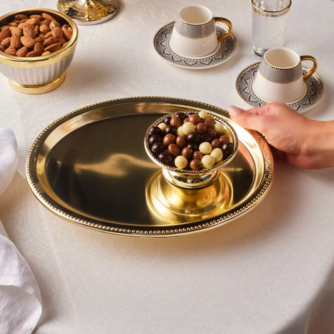 Karaca Fiora Coffee Serving & Presentation Tray, 30cm, Gold