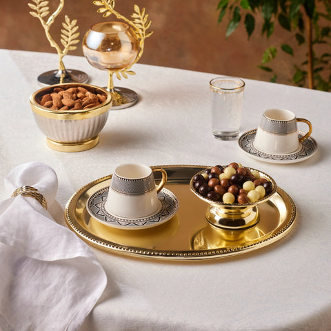Karaca Fiora Coffee Serving & Presentation Tray, 30cm, Gold