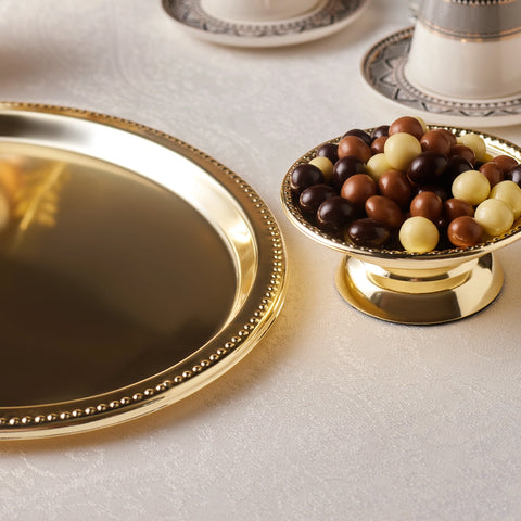 Karaca Fiora Coffee Serving & Presentation Tray, 30cm, Gold