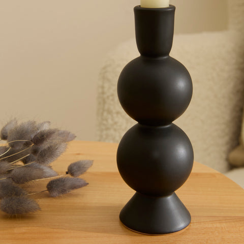 Karaca Home Enna Candlestick, 6x6x17,5cm, Black