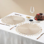 Karaca Lionel Fringed Placemat, 2 Piece, 38cm, Beige