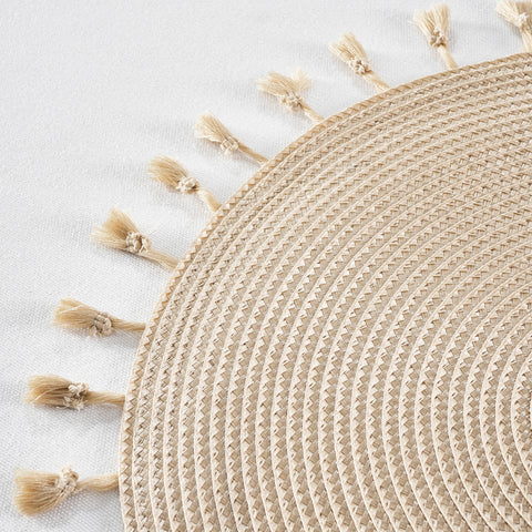 Karaca Lionel Fringed Placemat, 2 Piece, 38cm, Beige