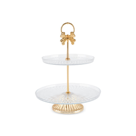 Karaca Lumina 2-Tier Glass Decorative Plate, 16x22cm, Gold