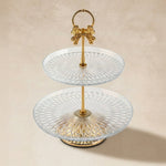 Karaca Lumina 2-Tier Glass Decorative Plate, 16x22cm, Gold