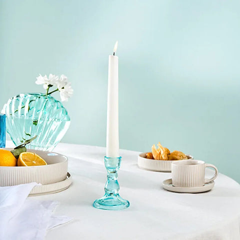 Karaca Marine Glass Candle Holder, 6x9cm, Turquoise