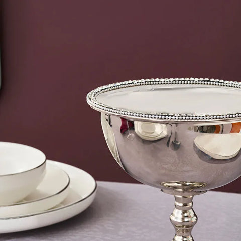 Karaca Majesty Stainless Steel Footed Bowl, 21x20cm, Silver