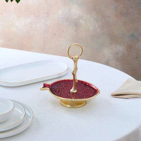 Karaca Tina Decorative Cake Plate, 20x17cm, Gold