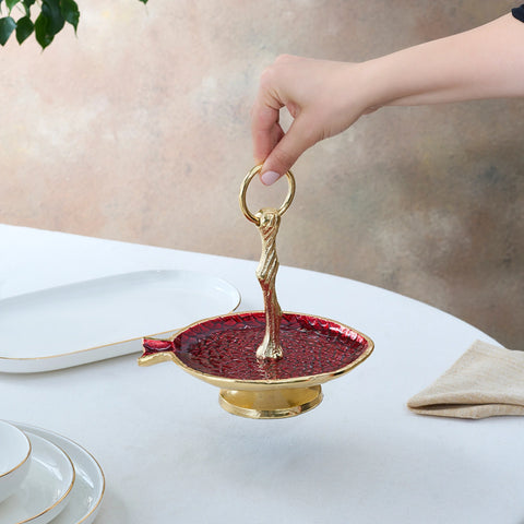 Karaca Tina Decorative Cake Plate, 20x17cm, Gold