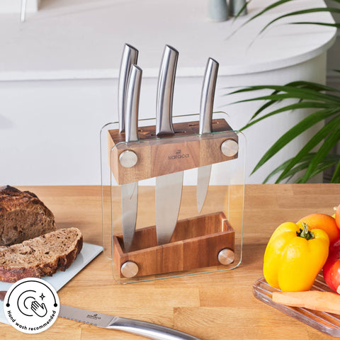 Karaca Venus 6 Piece Knife Block Set, Silver