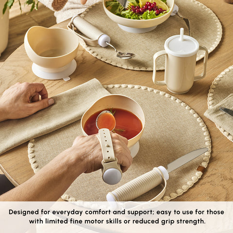 Karaca For All Easy-Grip 3-Piece Stainless Steel Cutlery Set, Beige