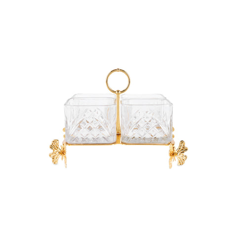 Karaca Lumina 4-Piece Glass Decorative Snack Bowl, 16x16cm, Gold