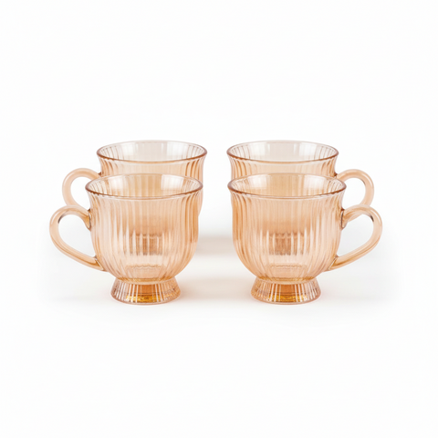 Karaca Maya 4-Piece Glass Tea Cup Set for 4 People, 200ml, Amber