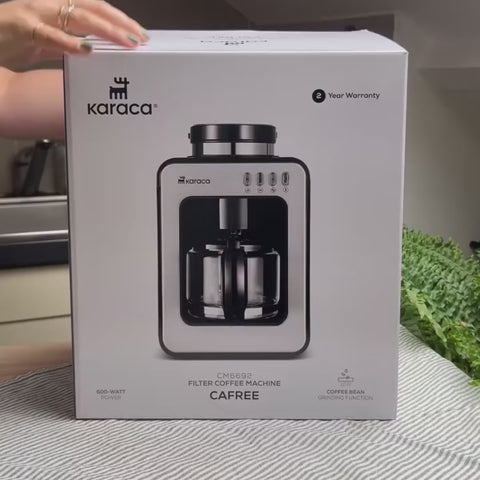 Karaca Grindmaestro Filter Coffee Maker with Built-in Grinder, 0,5L, 600W, Inox