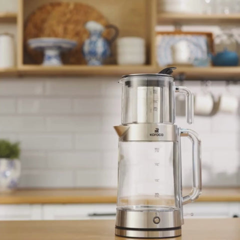 Karaca Luma Glass Large Tea Maker Kettle, 2,8L, 2200W, Clear