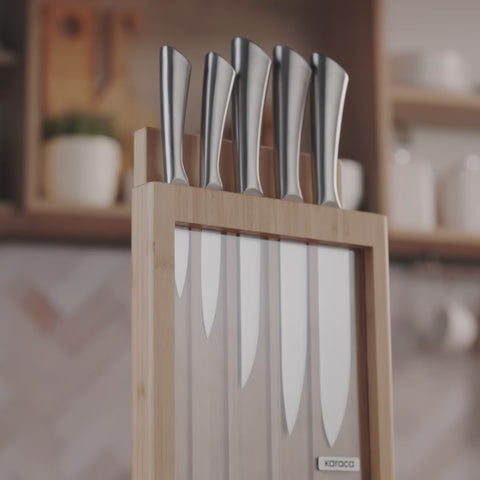 Karaca Vigor 7-Piece Knife Set and Chopping Board, Wood