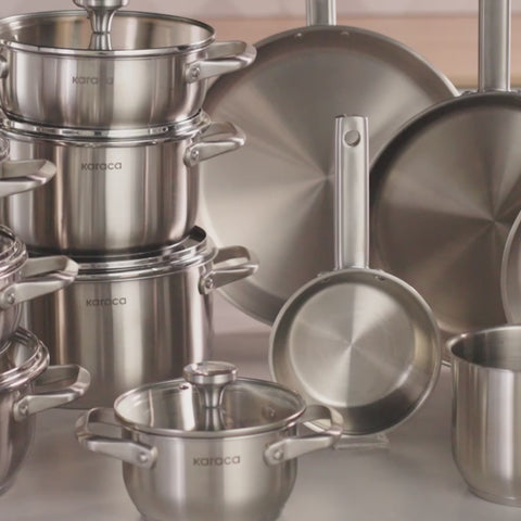 Karaca Elite Stainless Steel Induction Frying Pan, 30cm, Silver