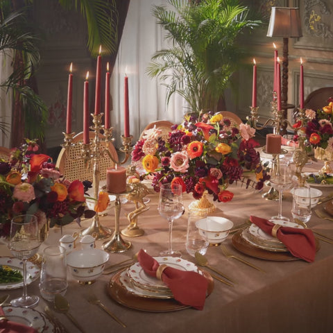 Karaca Royal Bone China Diana 55-Piece Dinner Set for 12 People, Gold