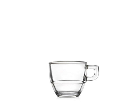 RCR Caffe 6-Piece Glass Espresso Coffee Cup Set for 6 People, 80ml, Clear