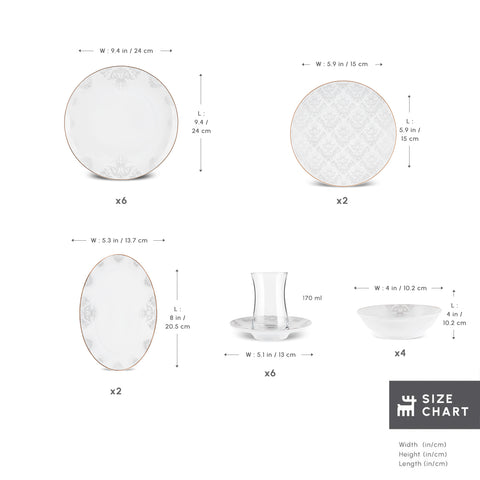 Karaca Bone China Siena 26-Piece Serveware Set for 6 People, White