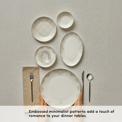 Karaca Bone China Siena 26-Piece Serveware Set for 6 People, White