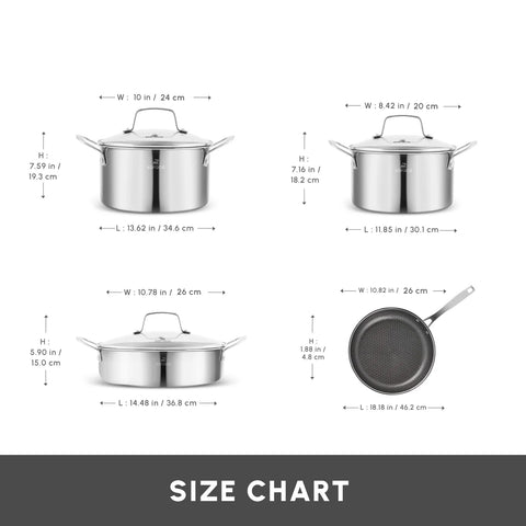 Karaca Ceramica Steel 3Ply Stainless Steel 7-Piece Induction Non-Stick Cookware Set, Silver