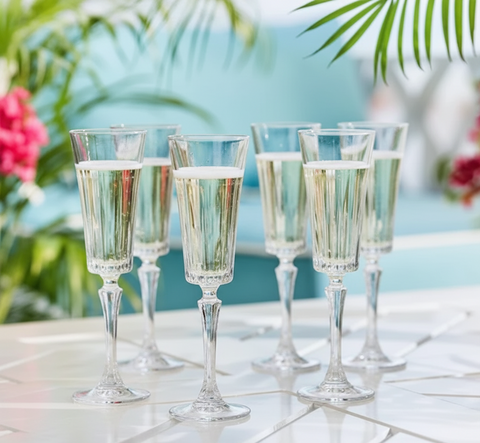 Rcr Timeless 6-Piece Champagne Flute Glass Set, 210ml, White