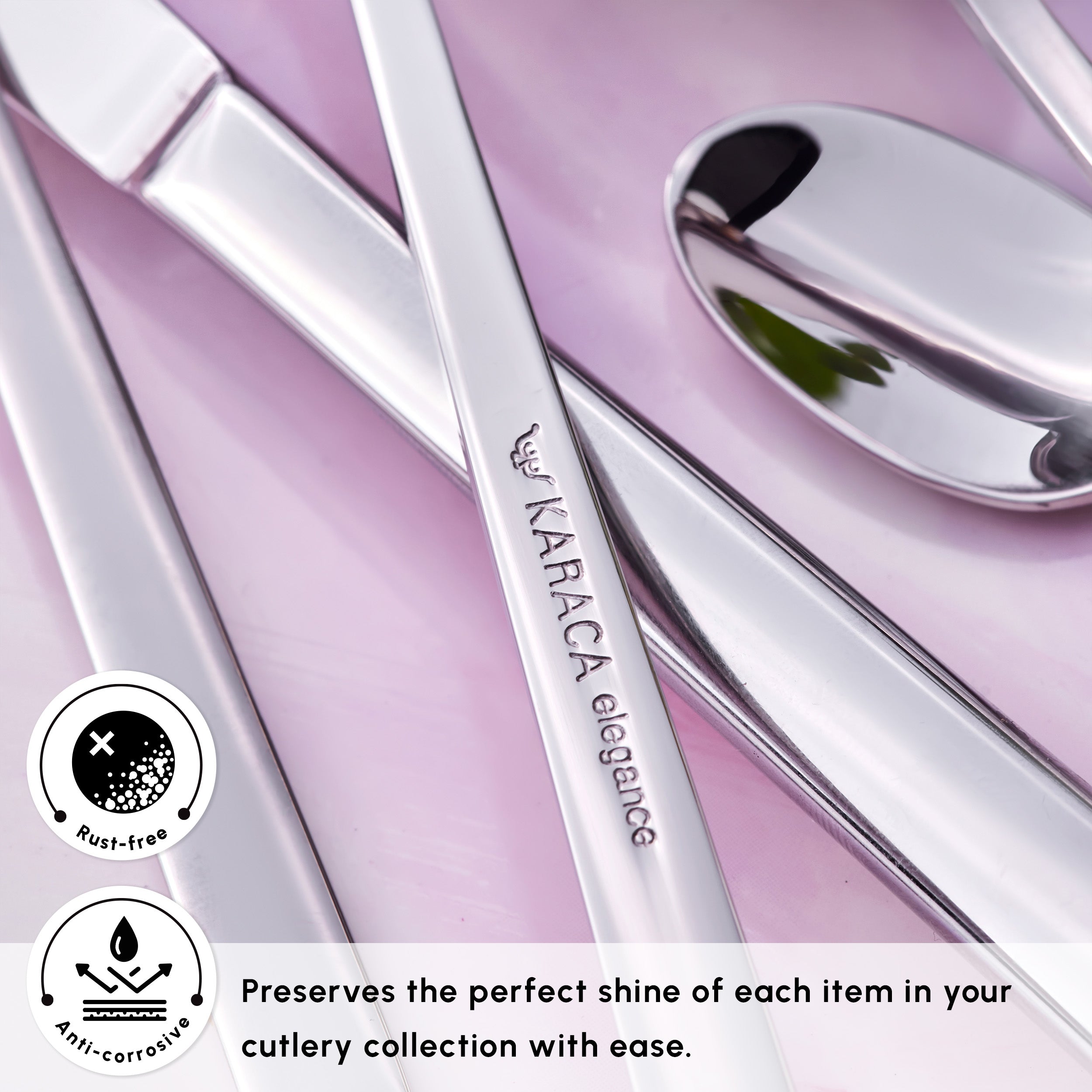 Karaca Tivoli 60-Piece Stainless Steel Cutlery Set for 12 People, Silv
