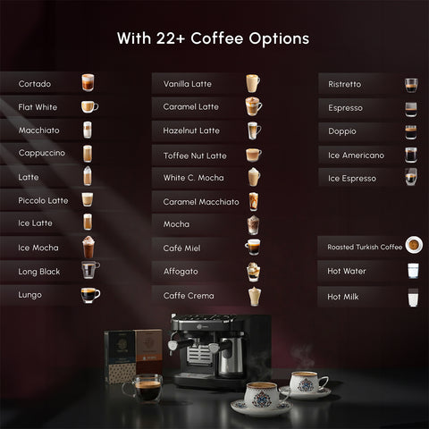 Karaca Hatır Perfetto Espresso and Turkish Coffee Machine, 1900W, 1,8L, Inox